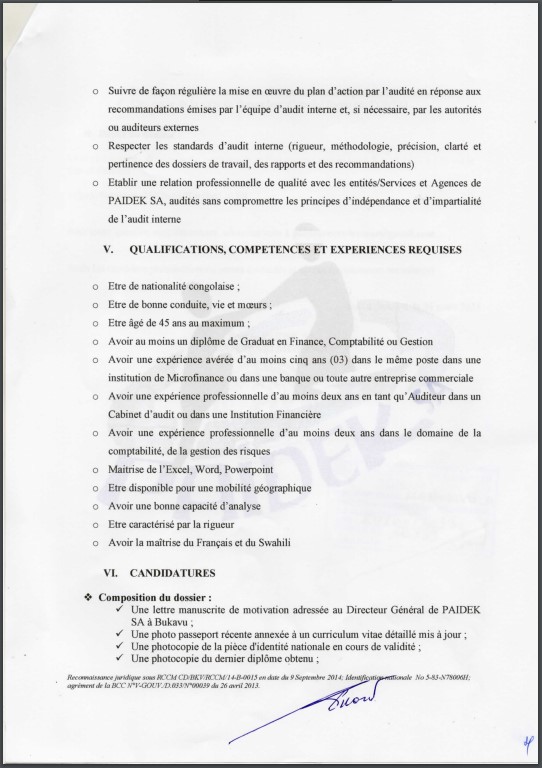 OFFRE D'EMPLOI : PAIDEK SA recrute un Auditeur Interne