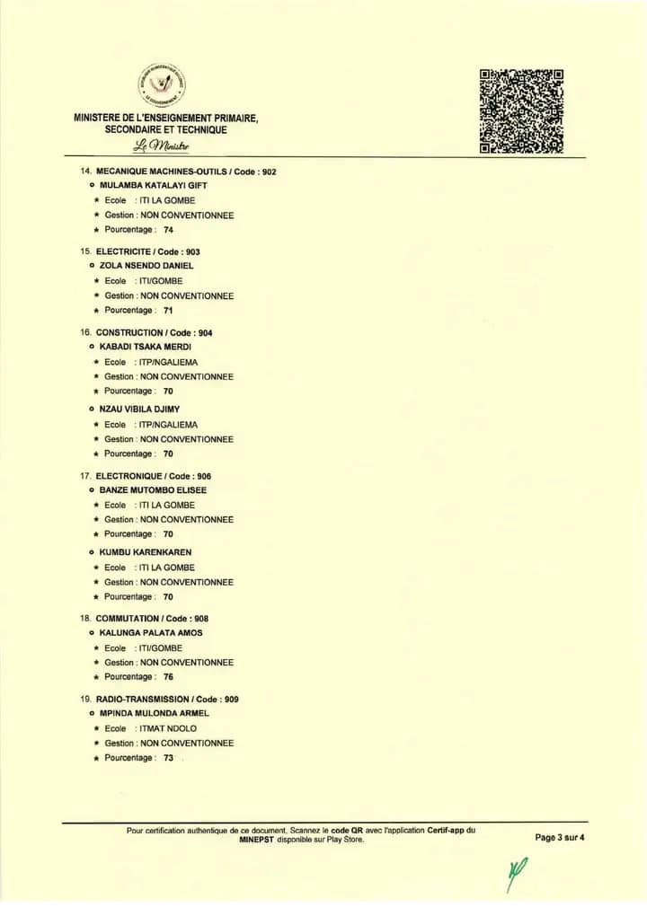 RDC-EXETAT 2023 : Les résultats des meilleurs lauréats de la province éducationnelle de Kinshasa-Lukunga enfin connus