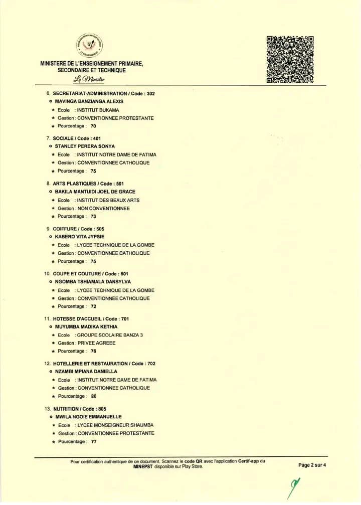 RDC-EXETAT 2023 : Les résultats des meilleurs lauréats de la province éducationnelle de Kinshasa-Lukunga enfin connus
