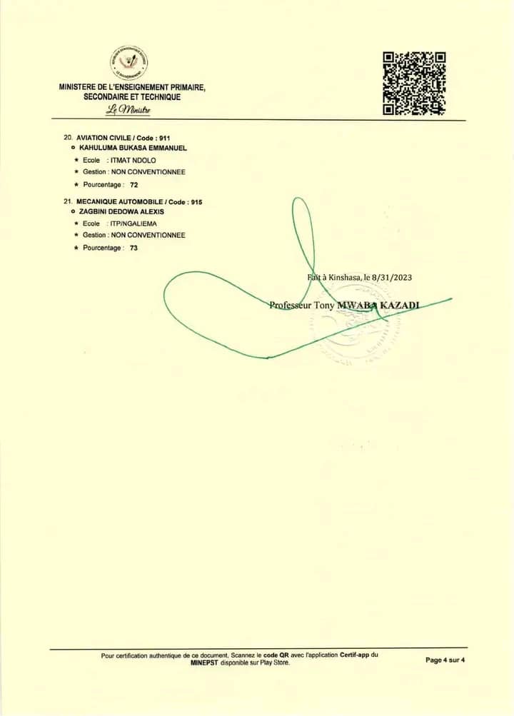 RDC-EXETAT 2023 : Les résultats des meilleurs lauréats de la province éducationnelle de Kinshasa-Lukunga enfin connus