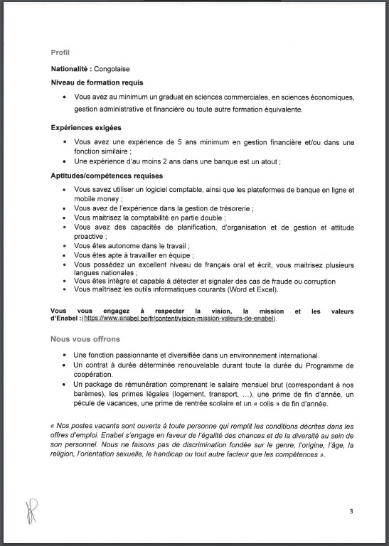 OFFRE D'EMPLOI : Enabel recrute 3 Trésoriers