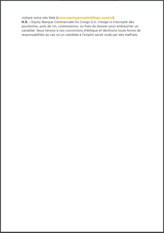 OFFRE D'EMPLOI : EQUITY BCDC recrute des Délégués Commercial Retail