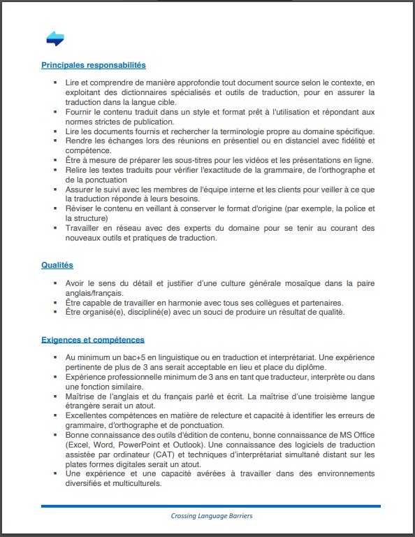 OFFRE D'EMPLOI : GENERAL LANGUAGE SERVICE recrute deux Traducteur-Interprète Anglais/Français