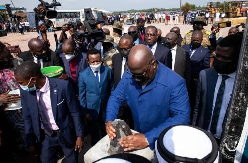 <p>Pose de la première pierre par le Président de la République Félix Tshisekedi.</p>
