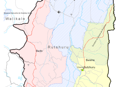 <p>La carte représentant le territoire de Rutshuru. ©CAID </p>
