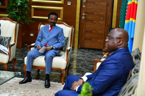 <p>Bahati Lukwebo et Christophe Mboso chez Félix Tshisekedi pour parler de la sécurité dans l’Est, des élections et de la session budgétaire</p>
