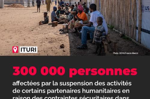 La suspension de l’assistance humanitaire affecte plus de 300 000 personnes à Djugu (OCHA)
