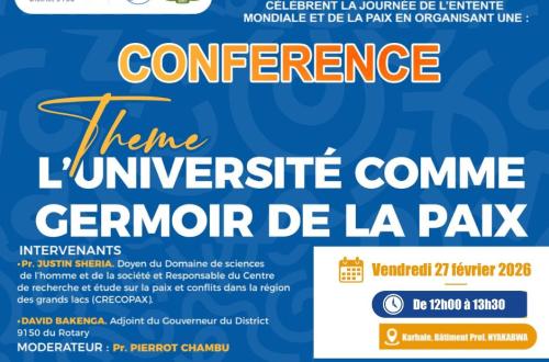 Bukavu : l'UOB et le Rotary Club annoncent la tenue d'une conférence à l'occasion de la Journée de l’Entente Mondiale et de la Paix