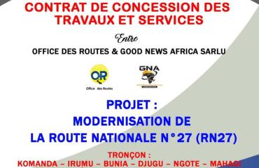 La Route nationale n°27 (RN27), axe stratégique reliant Komanda à Mahagi en Ituri, s’apprête à bénéficier d’une rénovation complète et d’un asphaltage intégral