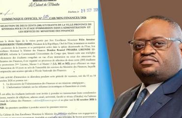 Finances : 200 étudiants de Kinshasa sélectionnés pour un stage d'immersion de 10 jours